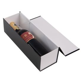 Luxe glans wijnflesdoos met magneetsluiting Zwart/Wit - 25 stuks